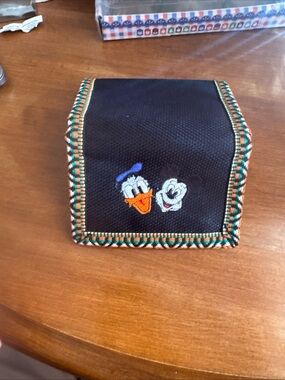 Black Embroidered Cartoon Zip Wallet - Unbranded